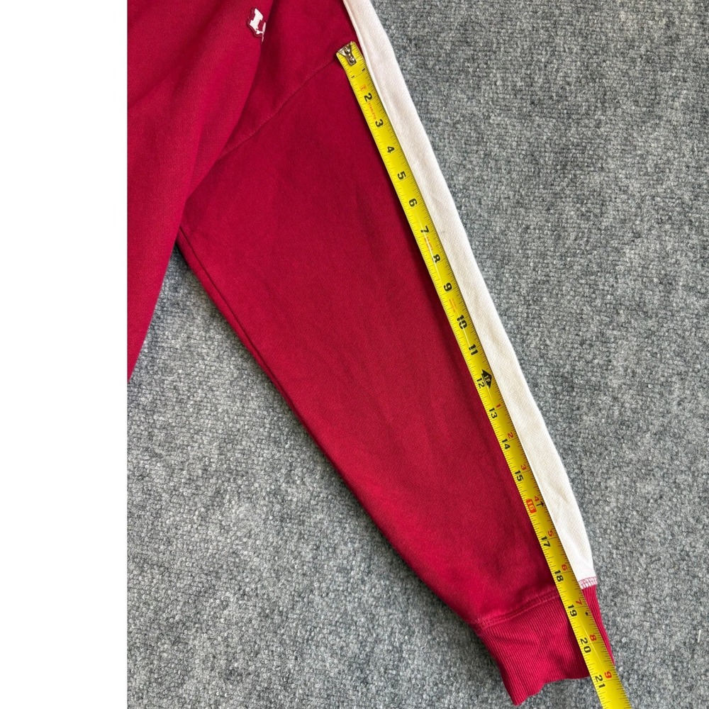Victoria's Secret PINK Red Sweatshirt White Stripe Heart Patch Small - Picture 12 of 15